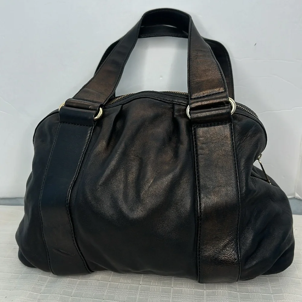 Michael Kors Black Leather Pebbled Gold Chain Shoulder Bag